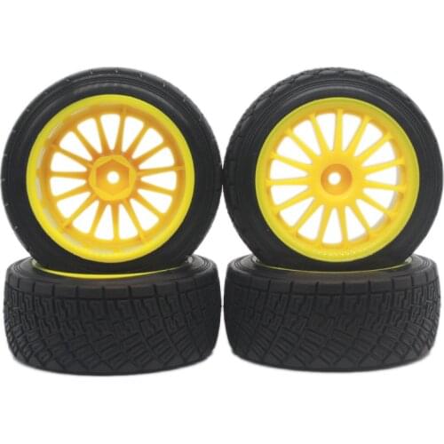 4pcs 80mm Tarmac Wheels & Tires For RC HPI WR8 Rally Off Road Buggy / Truck / HSP 1:10 94177 Yellow