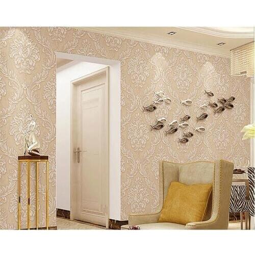 Beibehang behang High Quality Green European Damascus Nonwoven Wallpaper Interior Bedroom Full Shop Background Wall Paper 3D