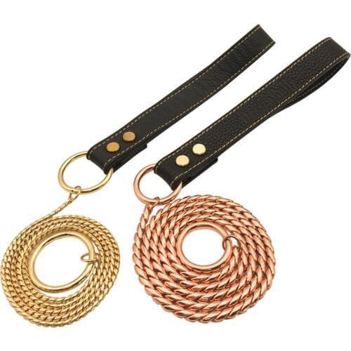 5mm Gold P dog Chain Snake Chain leashes Dog Harness Twisted Necklace Pet Show Training Choker Collars Dog Leash