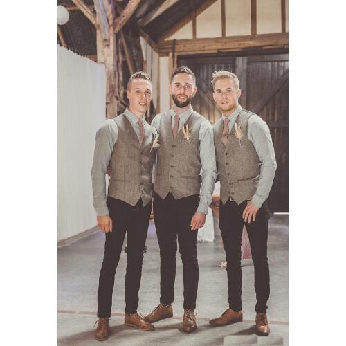 Country Wedding Gray Wool Herringbone Tweed Vests Custom Made Groom Vest Slim Fit Mens Suit Vest Prom Wedding Waistcoat Plus Siz