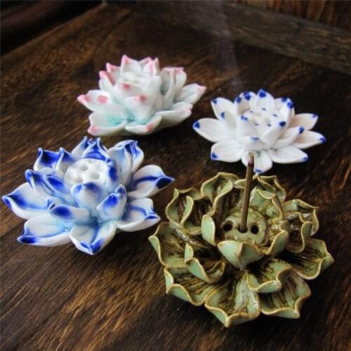 Lotus Incense Burner Holder Ceramic Handicraft Incense Burner Holder for Home GQ