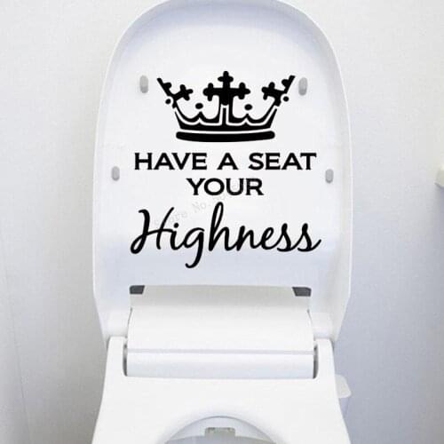 DIY Bathroom Ornament Wall Art Home Decor Toilet Stickers Art Crown Decal Have A Seat Your Highness WC Decor Accessories LL1315