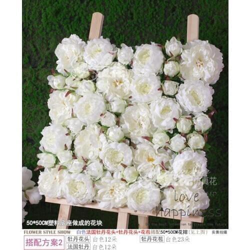 50cm*50cm Artificial silk White peony flower wall wedding decoration home decor party ivory flowers wall background deor