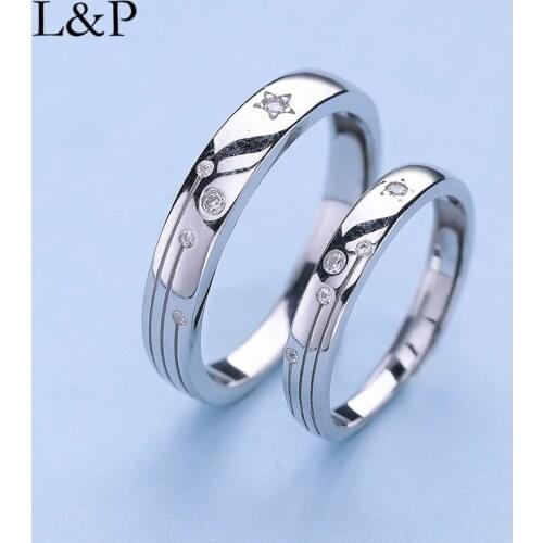 Star&Moon Rings Couple Ring 2019 Fashion Real 925 Sterling Silver Ring Zircon Jewelry Romantic Imperial Lover Rings Luxury Gift