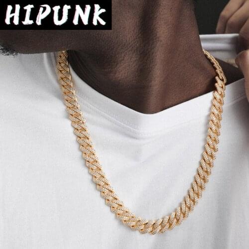 Miami Cuban Link Chain Hip Hop Necklace Iced Out Jewelry Micro Pave Cubic Zirconia Charm Rapper For Mans Women Gift