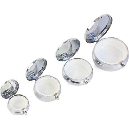 Metal Round Detachable Portable Tablet Box Jewelry Storage Box Mini Customizable Logo Cosmetic Mirror Storage Small Medicine Box