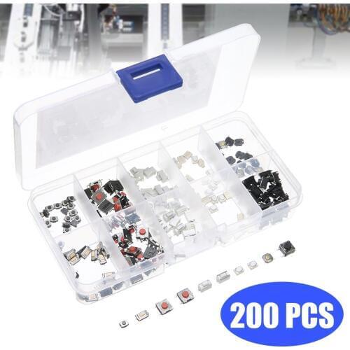 200pcs Micro Tactile Push Switch 10 Types Remote Control Key SMD SMT Switch Microswitch For Audio Equipment