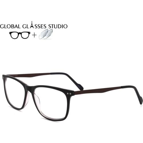 Fashion Mens Black Brown Metal Leg Frame Prescription Glasses MA2001C-C3