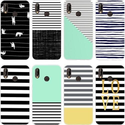 13H black white stripes gold love Soft Silicone Tpu Cover Case for huawei p 20 lite pro y6 2017 mate 10 lite