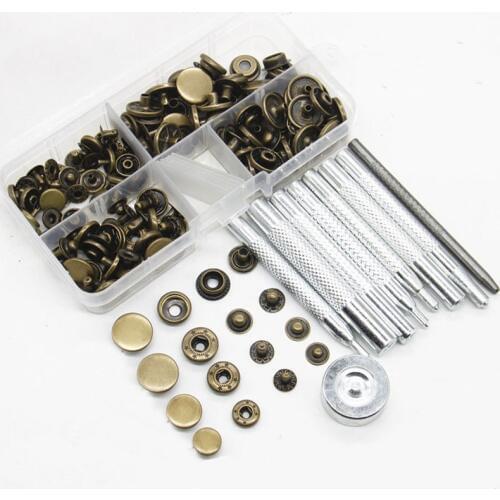 40set Metal Snap Button Fastener Press Stud Buttons Poppers Leather Craft Jeans Button+9pcs Fixing Tools Kit+Storage Box