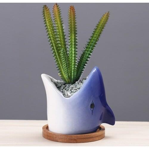 Desktop Flower Pot Creative Animal Ceramic Succulent Planter Pot With Drainage Holes Cartoon Planter Pots For Mini Green Plant G