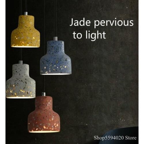 Nordic Semi-transparent Cement Pendant Lamp Creative Bedroom Hanging Light Fixture Dining Room Color LED Bar Luminaire Suspendu