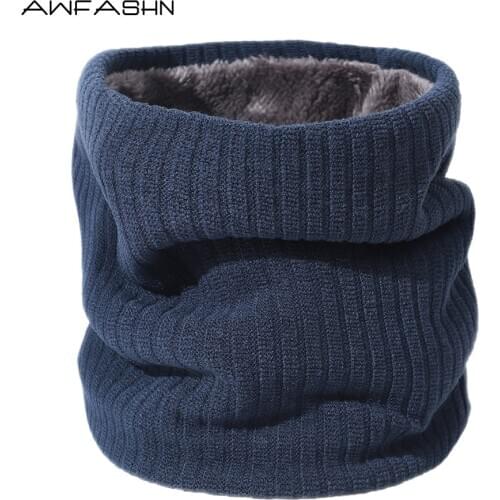 New Winter Unisex Knitted Ring Scarves Simple Fashion Striped Scarf Men Women Casual Plush Scarf Neck Warmer Face Mask Autumn
