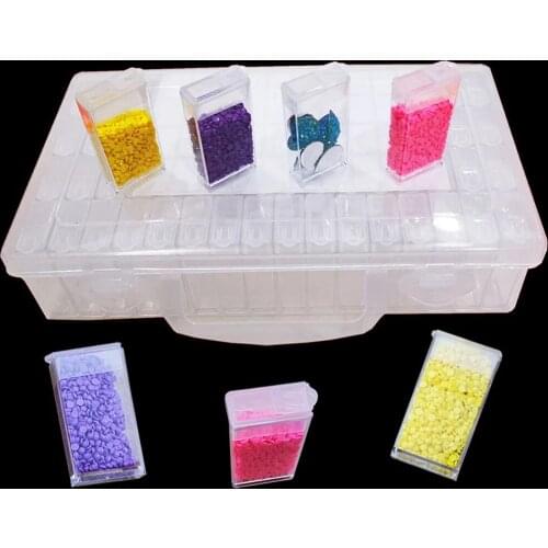 DOHAWIZS 64 Pcs Lattice 5D Diamond Painting Tools Accessories Beads Container Kits Storage Organizer Small Particle Storage Box