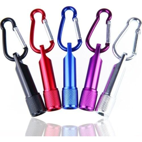Portable LED Flashlight Key Chain Aluminum Alloy Torch Flashlights With Carabiner Ring Keyrings Gifts 7 Color#586