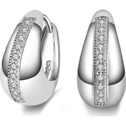 KOFSAC New Fashion 925 Sterling Silver Earrings For Women Party Top Quality Shiny Crystal CZ Hoop Earring Jewelry Girl Gifts