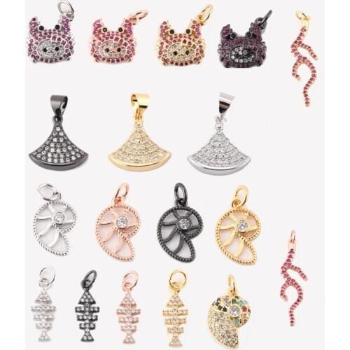 Charm Charms for Jewelry Making Supplies Gold Fish Animals Pendant Diy Earring Bracelet Necklace Copper Zircon Accessories