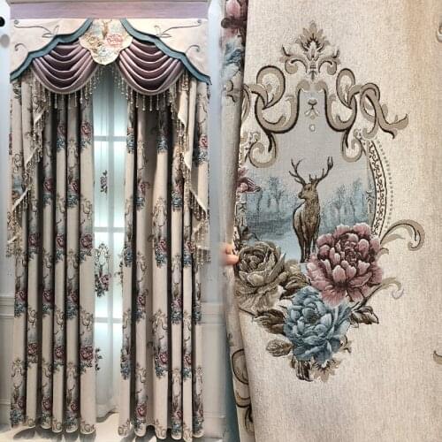 European Style Curtains for Living Dining Room Bedroom American Style Curtains Window Finished Customization