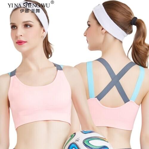 Sports Bra Full Cup Breathable Tops Shockproof Cross Back Push Up Workout Bra For Women Gym Running Jogging Yoga Fitness Clothes