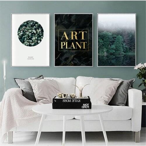 Spray Color Plant Landscape Tree Lake Mountain Abstract Yellow Text Canvas Painting Wall Picture Poster Living Room Decoration