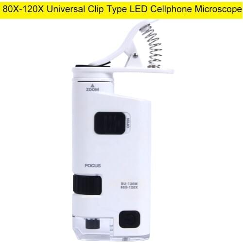 Mini Zoom Photo Microscope 80X 120X Adjustable Mobile Universal Clip Textile Print Magnifier Magnifying Glass Loupe Optical Lens