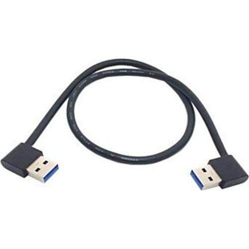 USB 3.0 Type A Male 90 Degree Left Angled to Right Angled Extension Cable Straight Connection 0.5M 1.5FT