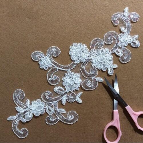 26cm*12cm Mirror Motif DIY Crafts Lace Applique For Guipure Dress lace decoration applique motif paillette lace accessories