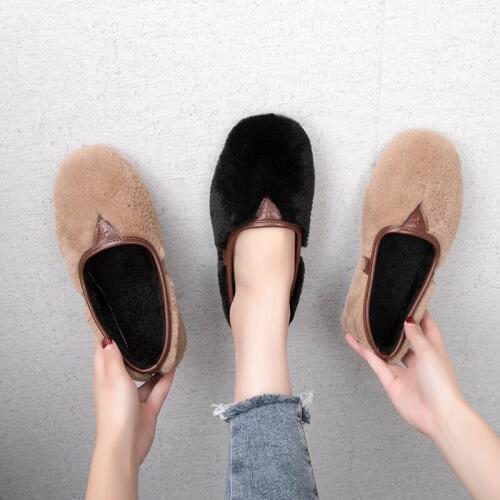 Womens Non-slip Casual Ballet Flats Female Flat Shoes Solid Color Womens Shoes Suede Plus Velvet Warm Zapatos Mujer W36-73