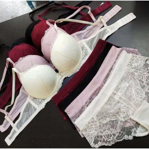 Womens sexy bra set, push up lingerie, underwear set, gathered bra, lace underwear, underwear, comfortable and breathable bra