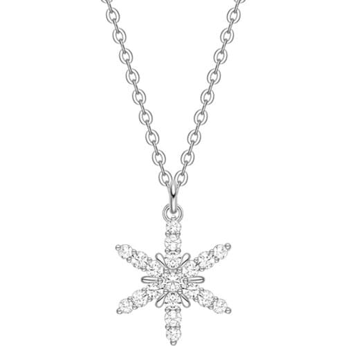 SLJELY Fashion Real 925 Sterling Silver Snowflake Clavicle Chain Necklace Micro Cubic Zirconia Stones Women Luxury Brand Jewelry