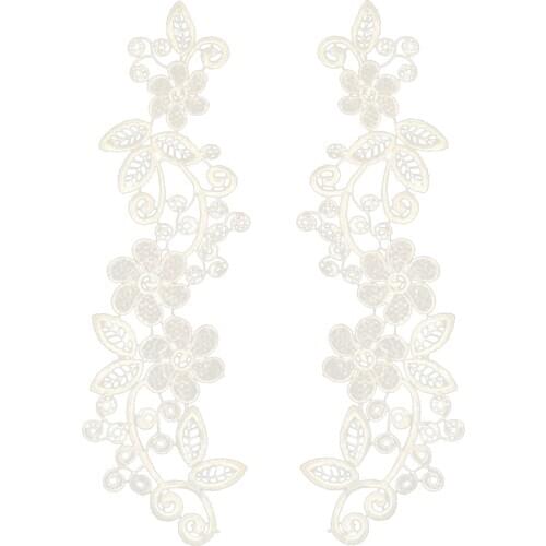 1Pair Floral Lace Applique Embroidered Guipure Wedding Sewing Lace Motif Patches