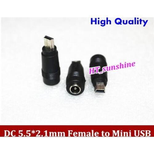 100PCS Free Shipping 5.5*2.1 to Mini USB Jack Mini 5Pin DC Power Charger Adapter Converter for MP3/MP4/MP5/Tablet/Mobile Phone