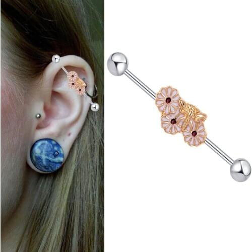 14G 1PC Ear Cartilage Piercing Industrial Barbell Earring Piercing Orelha Bar Barbell Earrings Body Jewelry