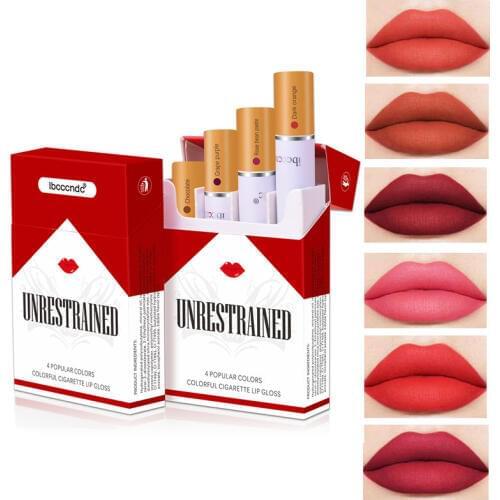 4pcs/set Cigarette Lipstick Set Waterproof Long-lasting Matte Liquid Lipstick Lipgloss Tubes Lip Glaze Lip Pigments Makeup