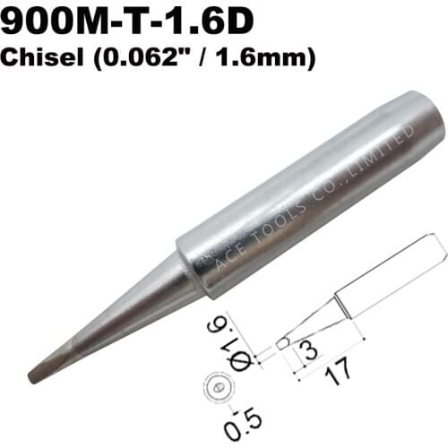 5 PCS Soldering Tip 900M-T-1.6D Chisel 1.6mm for Hakko 936 907 Milwaukee M12SI-0 Radio Shack 64-053 Yihua 936 X-Tronics 3020 Bit