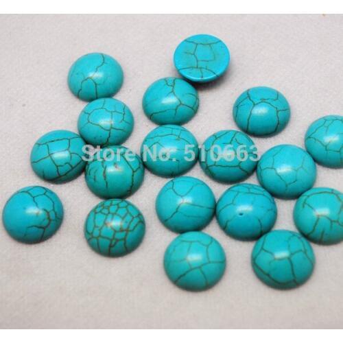50 Pieces/Lot Blue Turquoisee Cabochon Turquoisee Stone Beads Accessories For Earring or Pendant Adhesive Surface Size 16mm