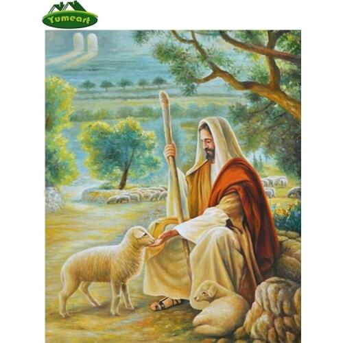 5D Diy Full Drill Diamond Painting Jesus and Lambs Religion Portrait Mosaics Rhinestone Cross Stitch Embroidery Home Wall Decor
