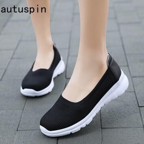 Autuspin Fashion Womens Vulcanized Shoes Breathable Leisure Walking Flats Lightweight Loafers Casual Sneakers Women Moccasins