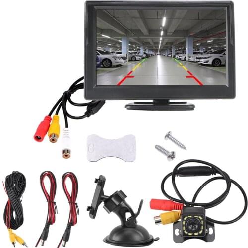 5 Inch Rear View Monitor Infrared Rubber Cup + Bracket Waterproof Car Reversing Rearview Backup Camera Car Parking Assistance