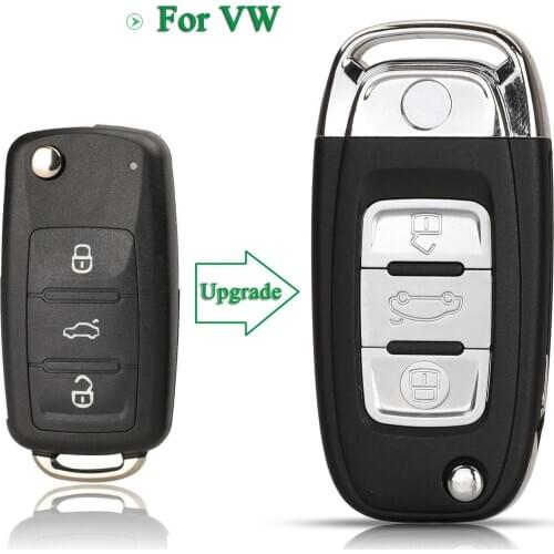 Bilchave 3 Buttons For VW Volkswagen Polo Jetta Golf MK6 Tiguan Touareg Lamp On Top Fob Remote Car Key Case Shell Replacement