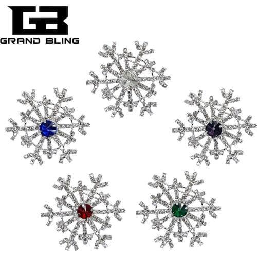Blingbling Crytal Snowflake Brooch pin Rhinestone Handmade Jewelry with 5 Colors Available