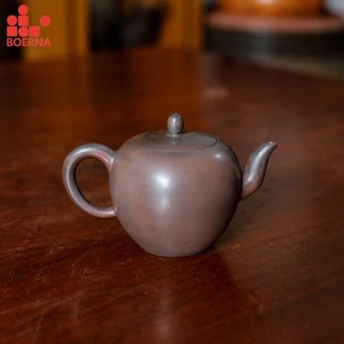 BOERNA Nixing Tao 150ml Handmade Kettle Teapot Master Handmade Chinese Health Clay KungFu Teaset MeirenJian Pot for Dalongpao