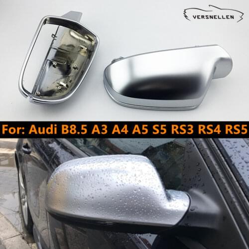 Matte Chrome Mirror Covers S Line Side Door Mirror Caps for Audi A3 A4 A5 B8.5 B8.5K RS3 RS4 RS5 Side Wing Housing Shell