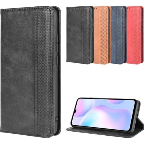 Redmi9A Wallet Case Vintage Business Leather Coque Full Protect Shockproof Para Card Slot Capa for Redmi 9a Shell