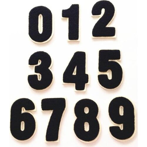Black Number Towel Embroidery Sew On Patches Appliques For Kids Clothing Hat Diy Sewing Garment Apparel Accessories
