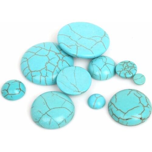 Cheap! Size 6-25mm Craft DIY Jewelry Making Beads Synthetic Blue Howlite Stone Half Round Flat Back Dome Cabochons Loose Beads
