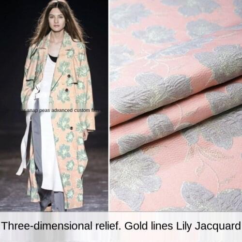 Elegant gold silk lily three-dimensional embossed yarn-dyed jacquard fabric, sewing fabric factory shop is not out of stock