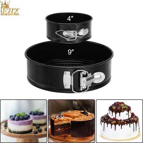 2PCS Springform Pan Set Nonstick Leakproof Cheesecake Bakeware Cake Pan Round Oven Mould with Removable Bottom 4 Inch and 9 Inch