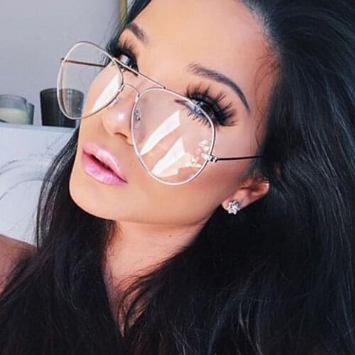 HDSUNFLY Brand Transparent Clear lens Classic Optics Sunglasses Women men Aviation Sunglasses Male Eyeglasses Sun Glasses Female