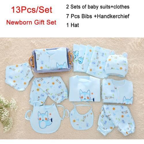 HPBBKD Newborn Baby Gift Set 13Pcs/lot Toddler Set Unisex Infant Cotton Clothing Baby Bib Hat Baby Outfits For 0-6 Month TZ-029
